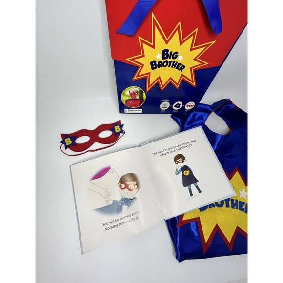 Big Brother Gift Set W/ Super Hero Cape Costume, Mask, & Book Intro To New Baby - Picture 6 of 6